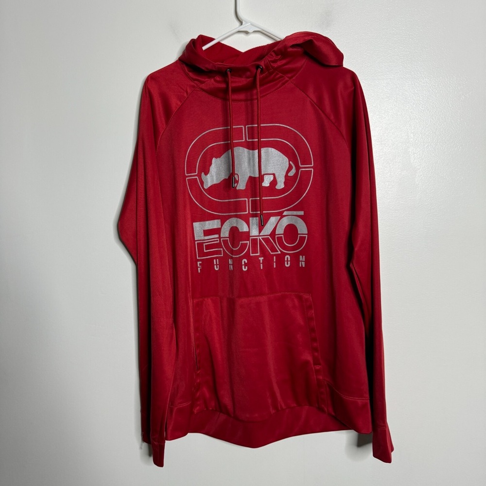 Ecko Unltd Function Hoodie Mens XL Red Graphic Logo Rhino Performance Pullover